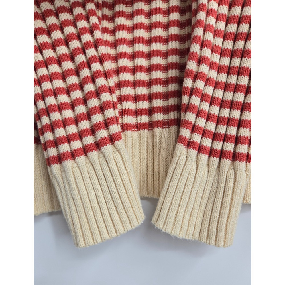 THE GREAT.‎ The Mini Striped Pullover Sweater Red Cream Ribbed Cotton Blend Sz 1 - Picture 6 of 14